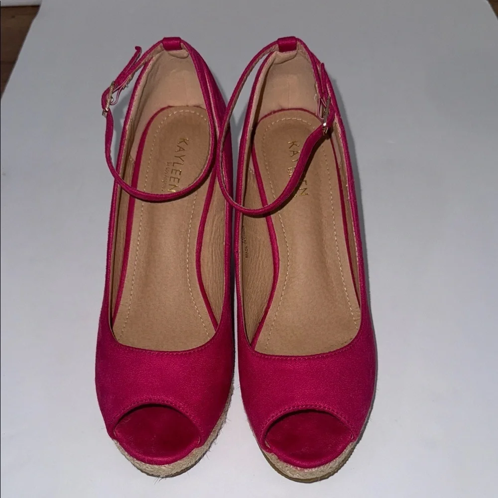 KAYLEEN Elegant Pink Wedge Sandals